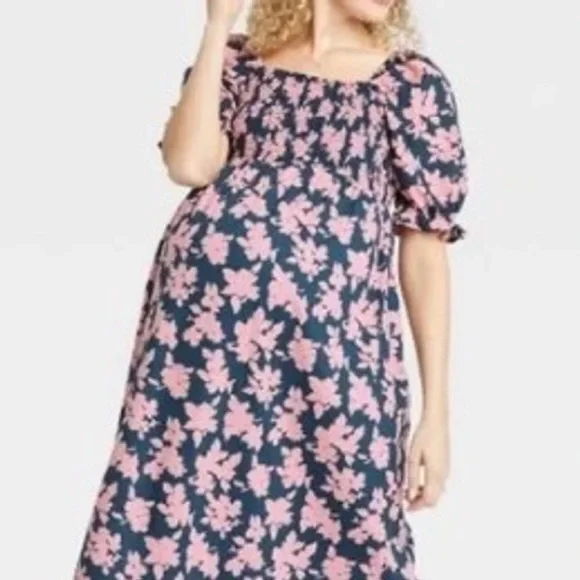 cute dresses flowy PRETTYGARDEN Women Floral Boho Maxi Dresses Short Sleeve V Neck Smocke